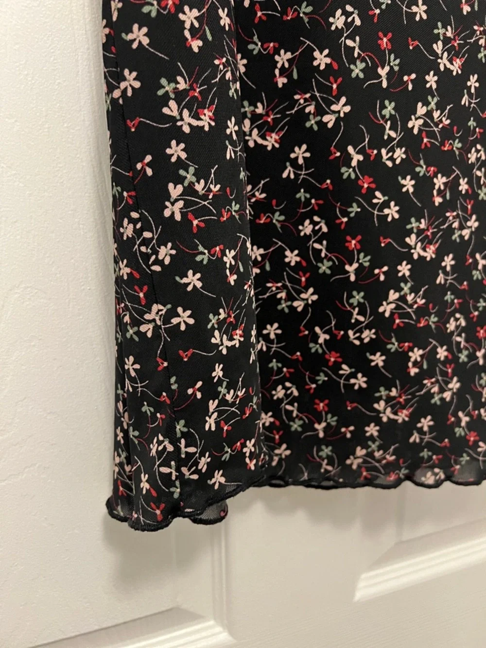 Black Floral Midi Skirt with Slit - Picture 3 of 7